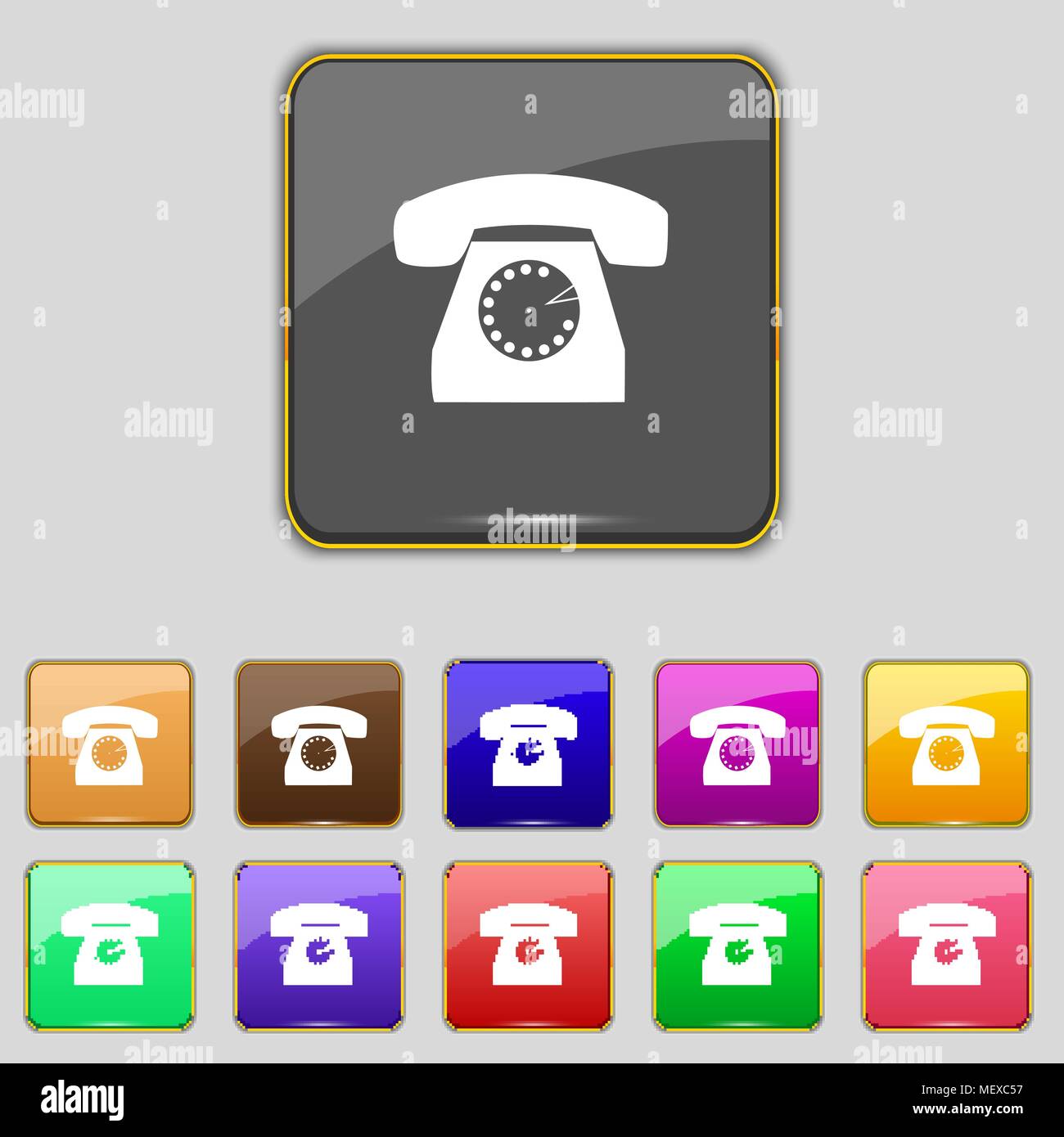 Retro telephone web icon. Set colourful buttons. Vector illustration ...