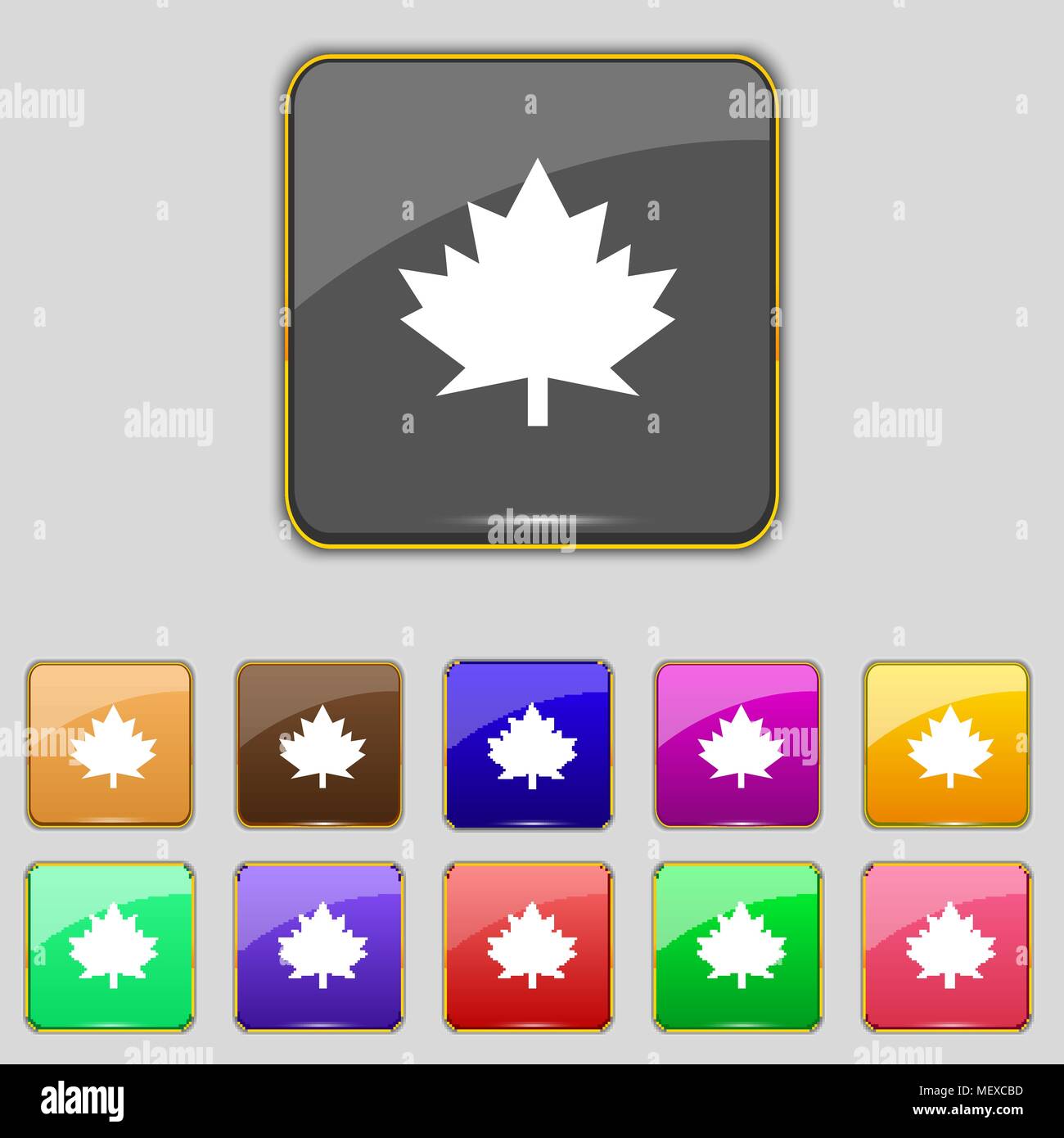 Maple leaf icon. Set colourful buttons. Vector illustration Stock ...
