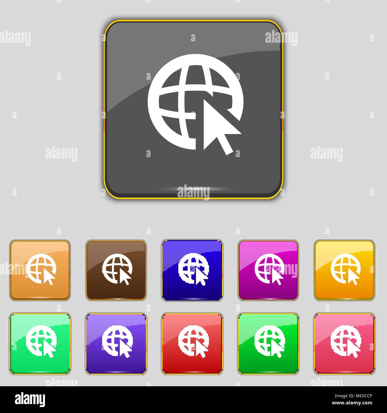 Internet sign icon. World wide web symbol. Cursor pointer. Set colour ...
