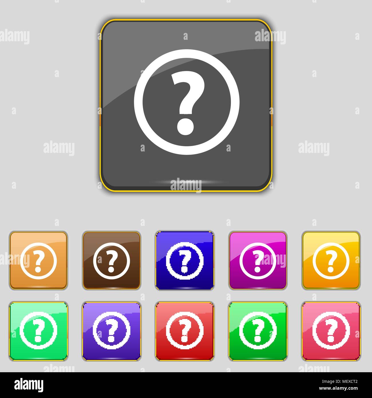 Question mark sign icon. Help speech bubble symbol. FAQ sign Set colour ...