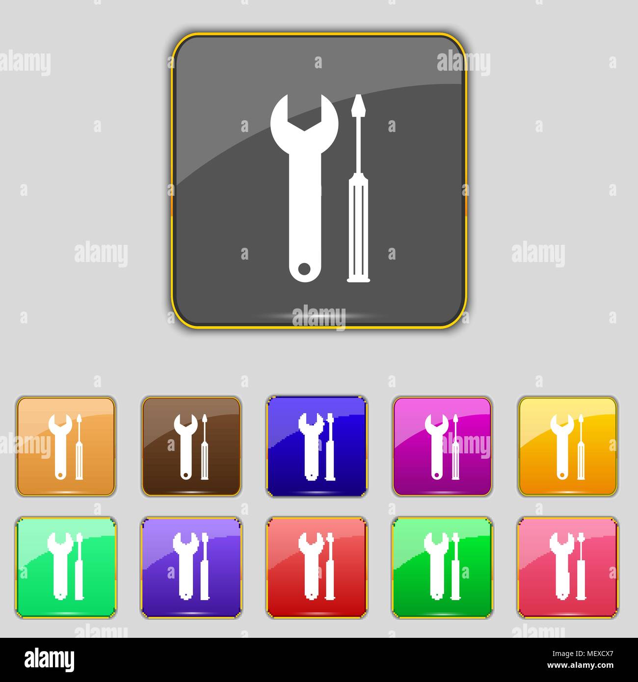 Repair tool sign icon. Service symbol. screwdriver with wrench. Set of ...