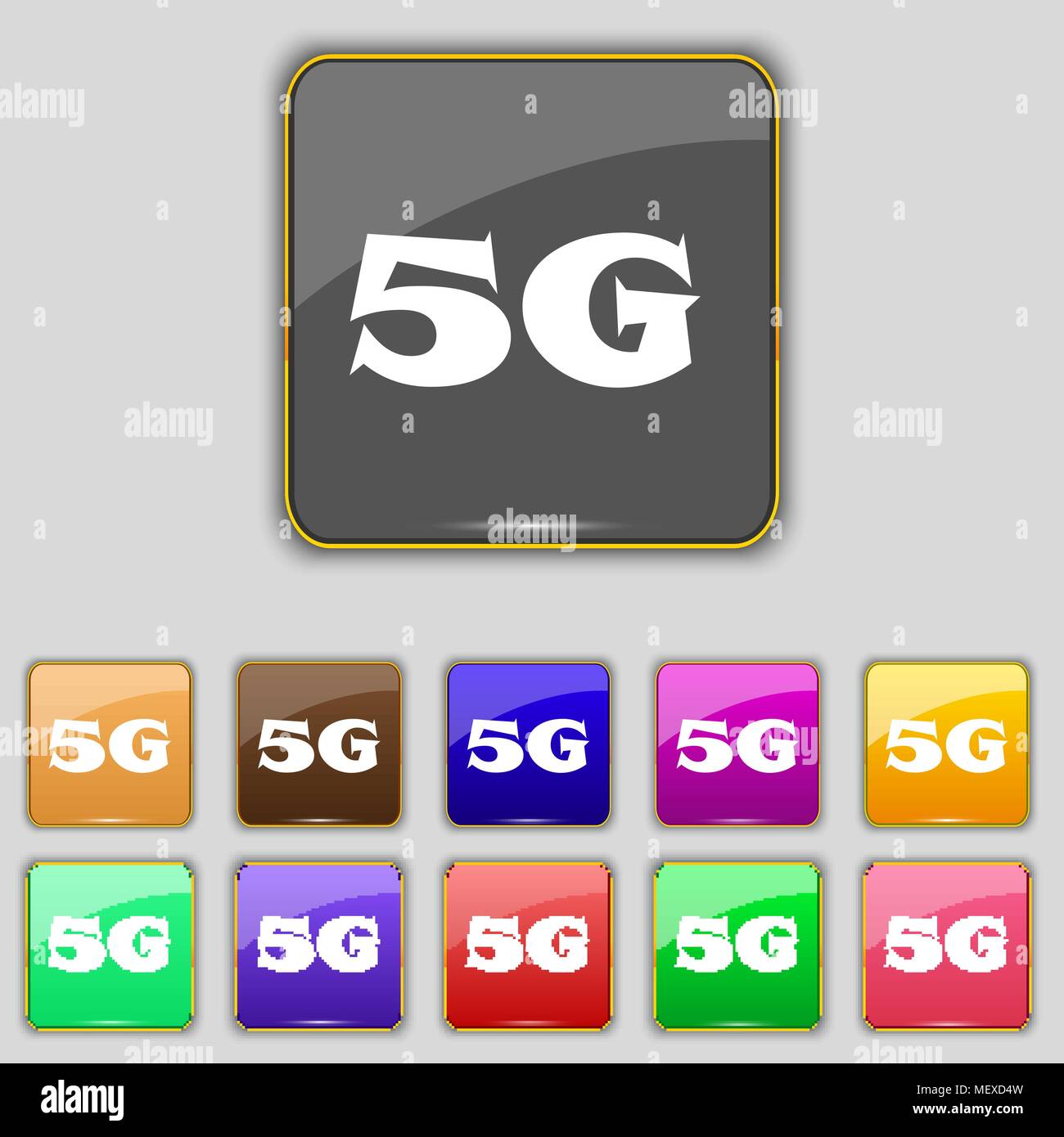 5G sign icon. Mobile telecommunications technology symbol. Set of ...