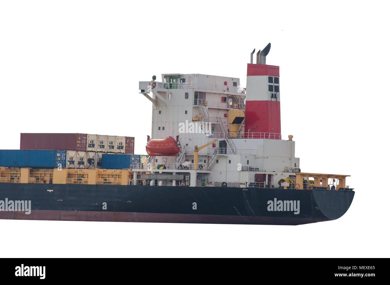 Container Cargo ship in the ocean. Freight Transportation on the white ...