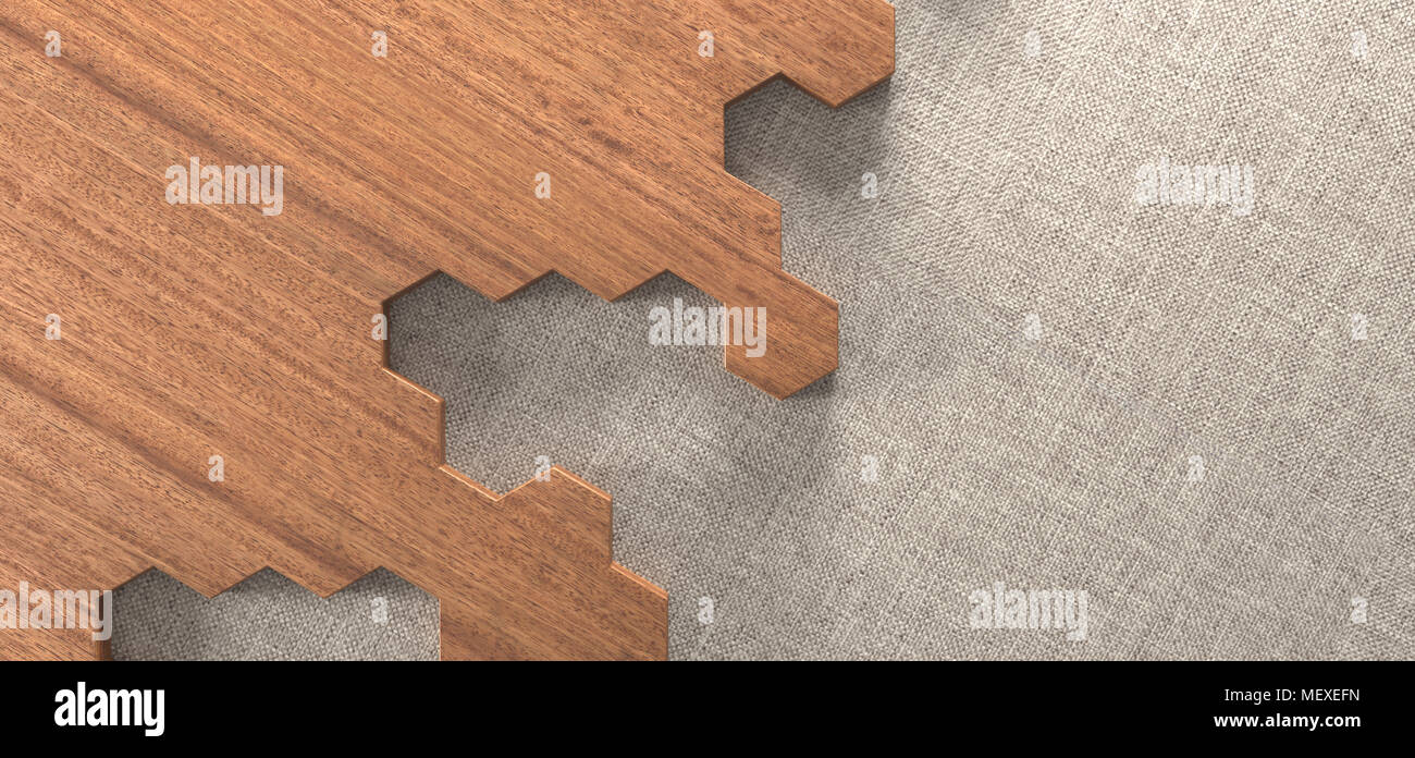 3d Rendering Of Realistic Hexagonal Wood Texture Parquet Floor