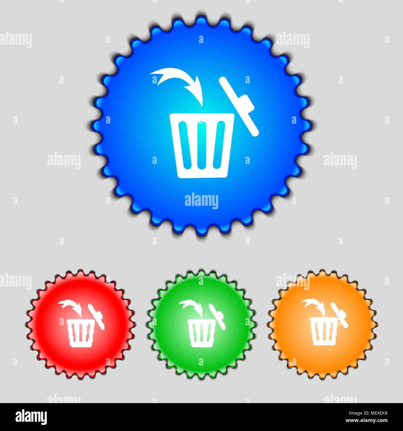 Recycle bin sign icon. Bins symbol. Set colourful buttons. Vector