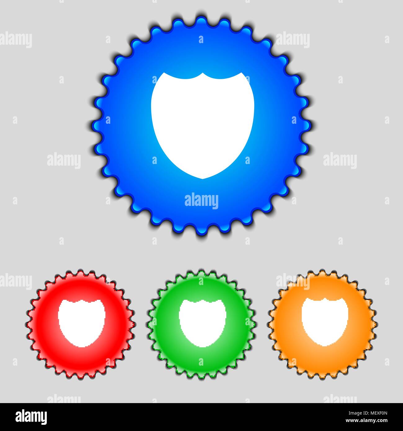 Shield sign icon. Protection symbol. Set colour buttons. Vector ...