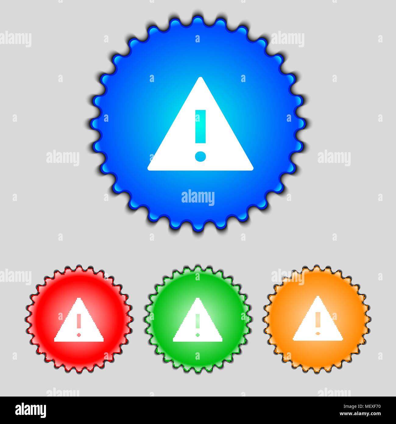 Attention sign icon. Exclamation mark. Hazard warning symbol. Set