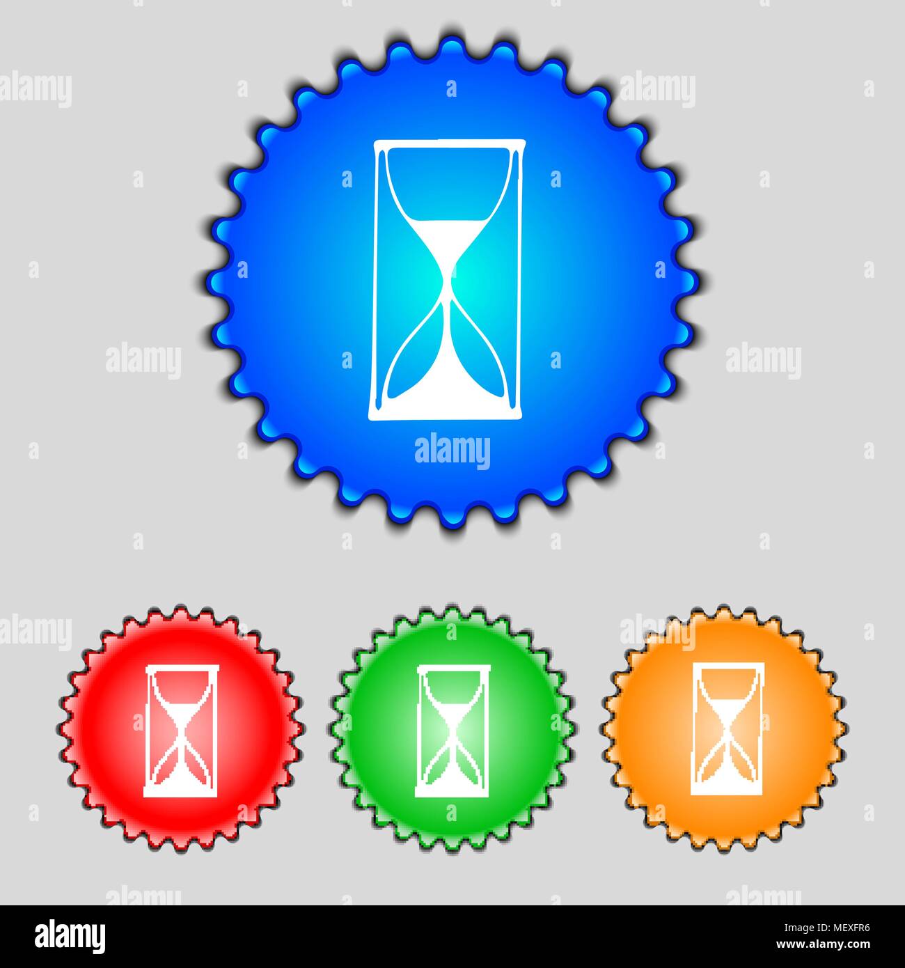 Hourglass sign icon. Sand timer symbol. Set of colour buttons. Vector ...