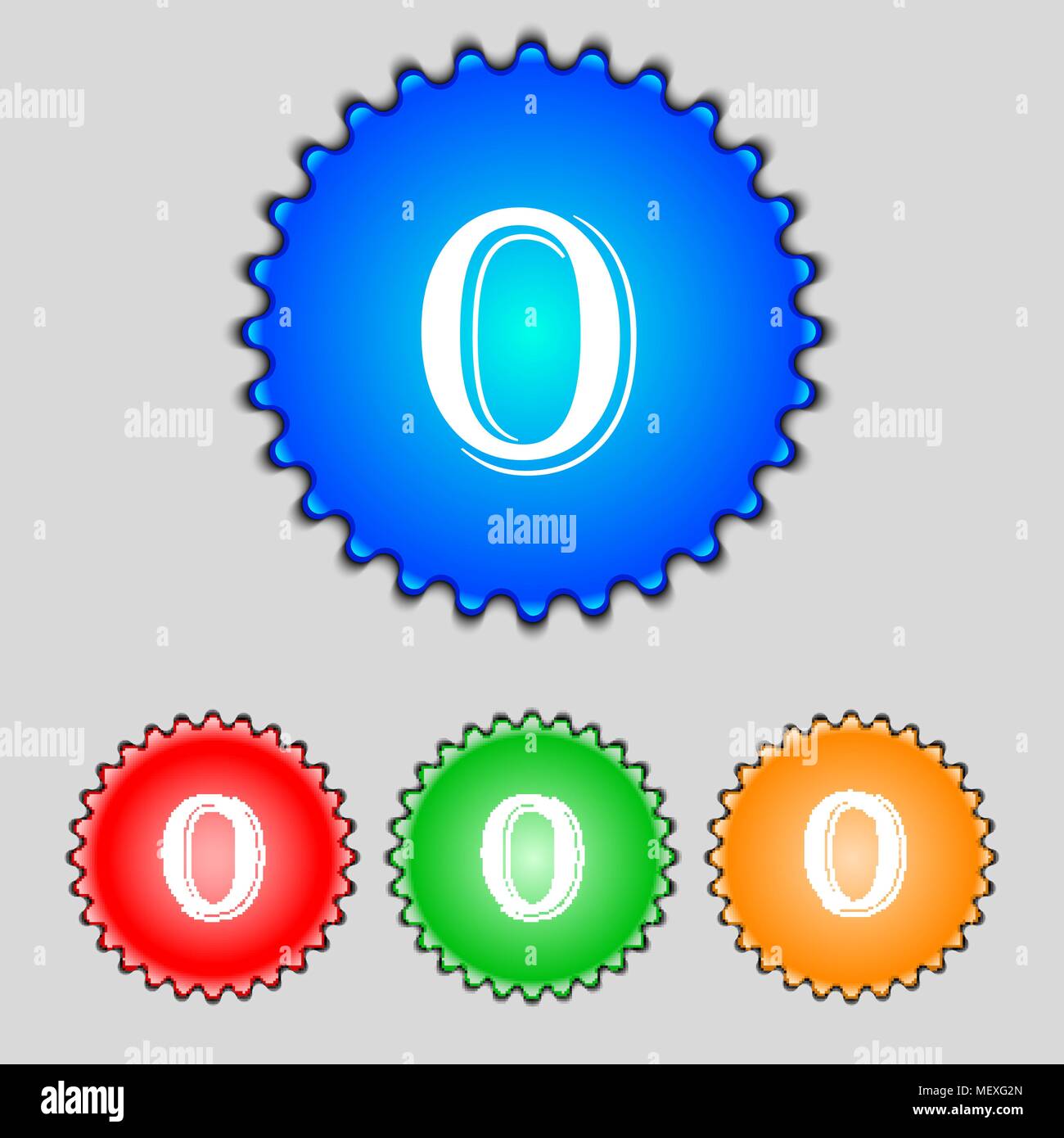 number zero icon sign. Set of coloured buttons. Vector illustration ...