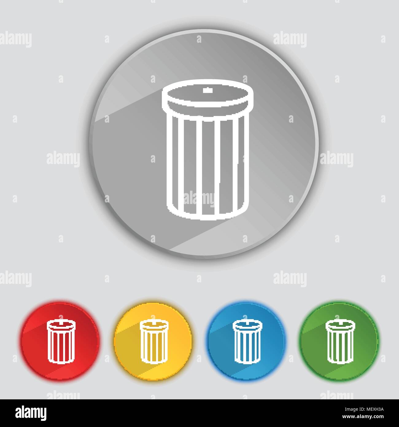 Recycle bin sign icon. Symbol. Set of colored buttons. Vector