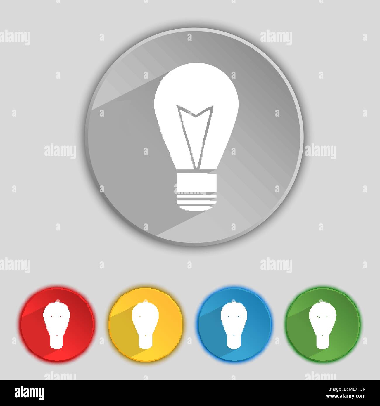 Light lamp sign icon. Idea symbol. Lightis on. Set of colored buttons ...