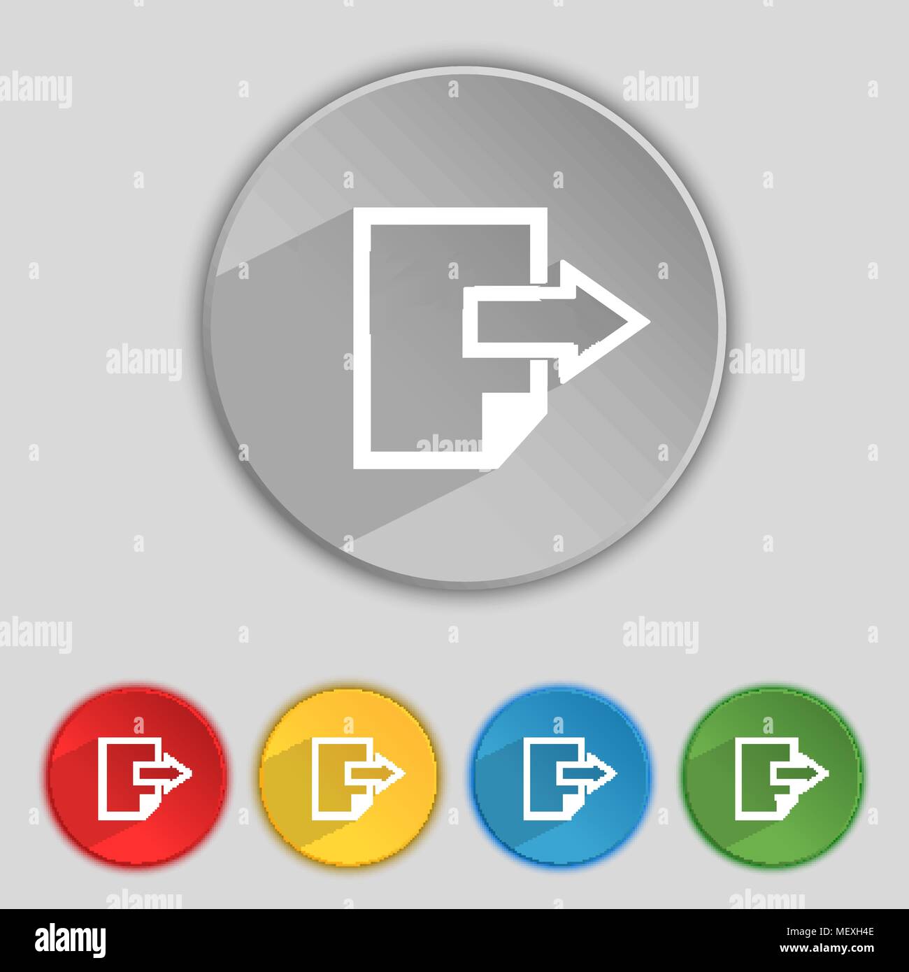 Export file icon. File document symbol. Set of colored buttons. Vector ...
