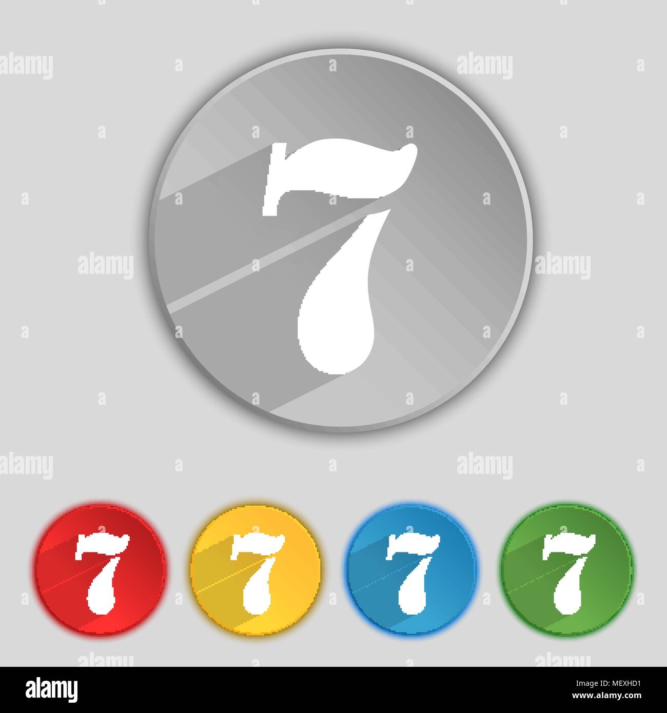 number seven icon sign. Set of coloured buttons. Vector illustration ...