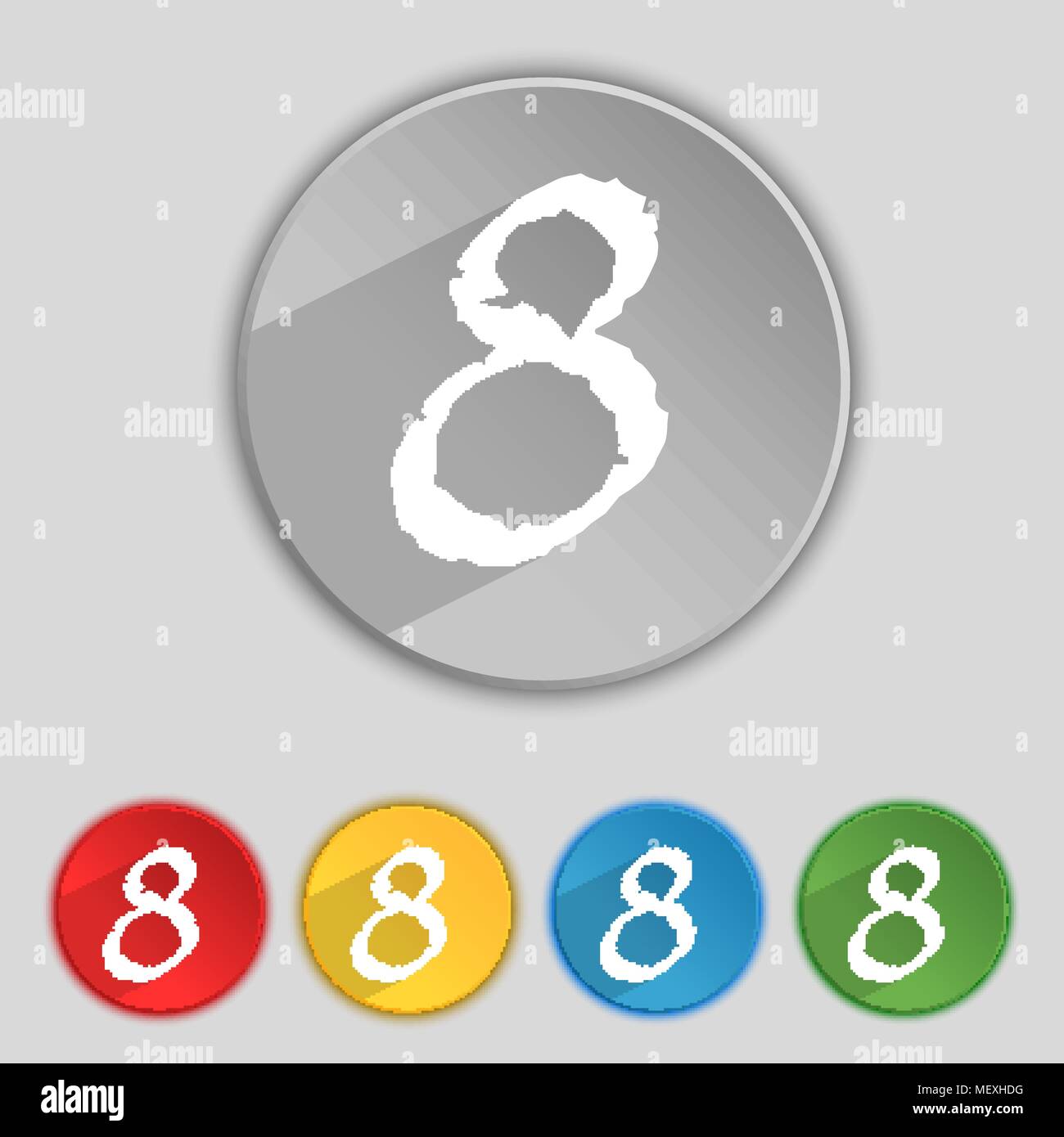 number Eight icon sign. Set of coloured buttons. Vector illustration ...