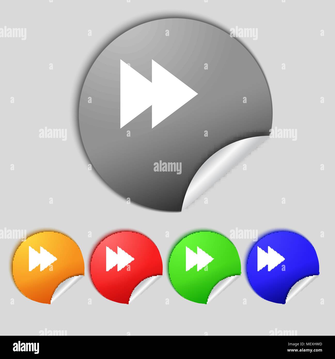 multimedia sign icon. Player navigation symbol. Set colour buttons ...