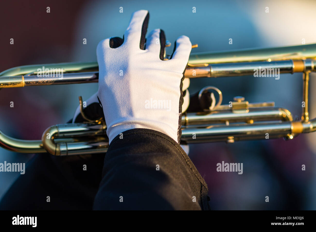 Trumpet Player In Brass Band High Resolution Stock Photography and