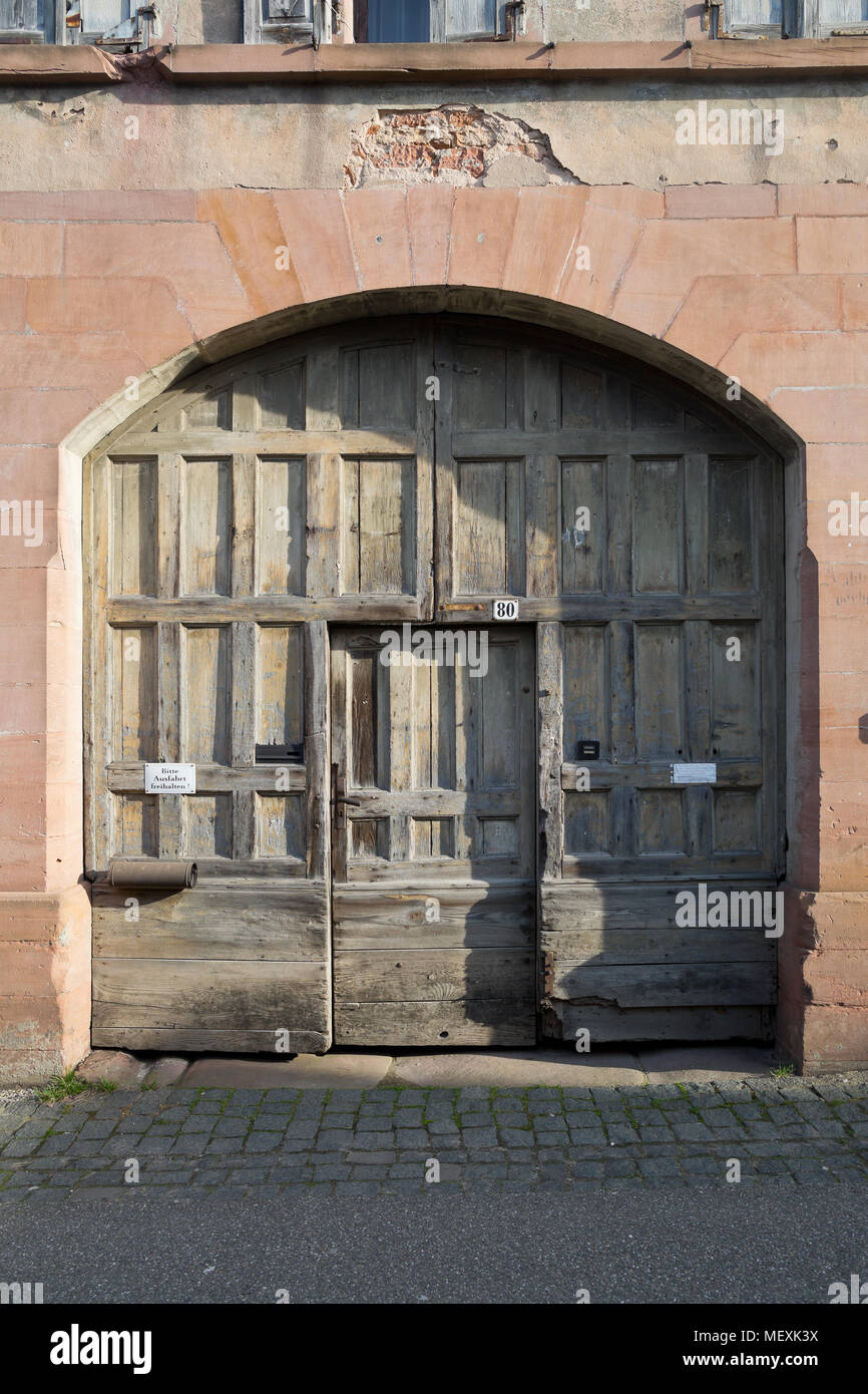 Rustic wooden gate in Weisenheim am Berg, Rheinland-Pfalz, Germany, Europe Stock Photo