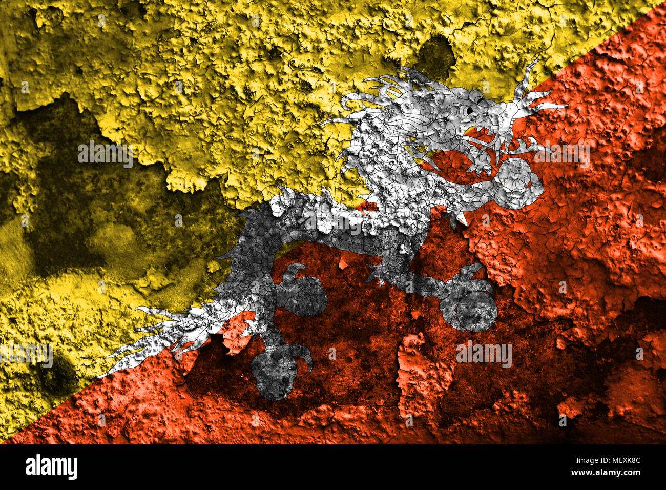Old Bhutan grunge background flag Stock Photo - Alamy