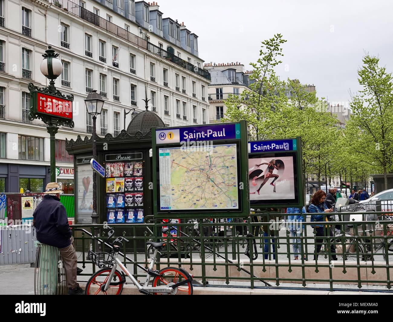 Saint Paul France Map People Passing By Metro Saint-Paul Entrance And Map. Paris, France Stock  Photo - Alamy
