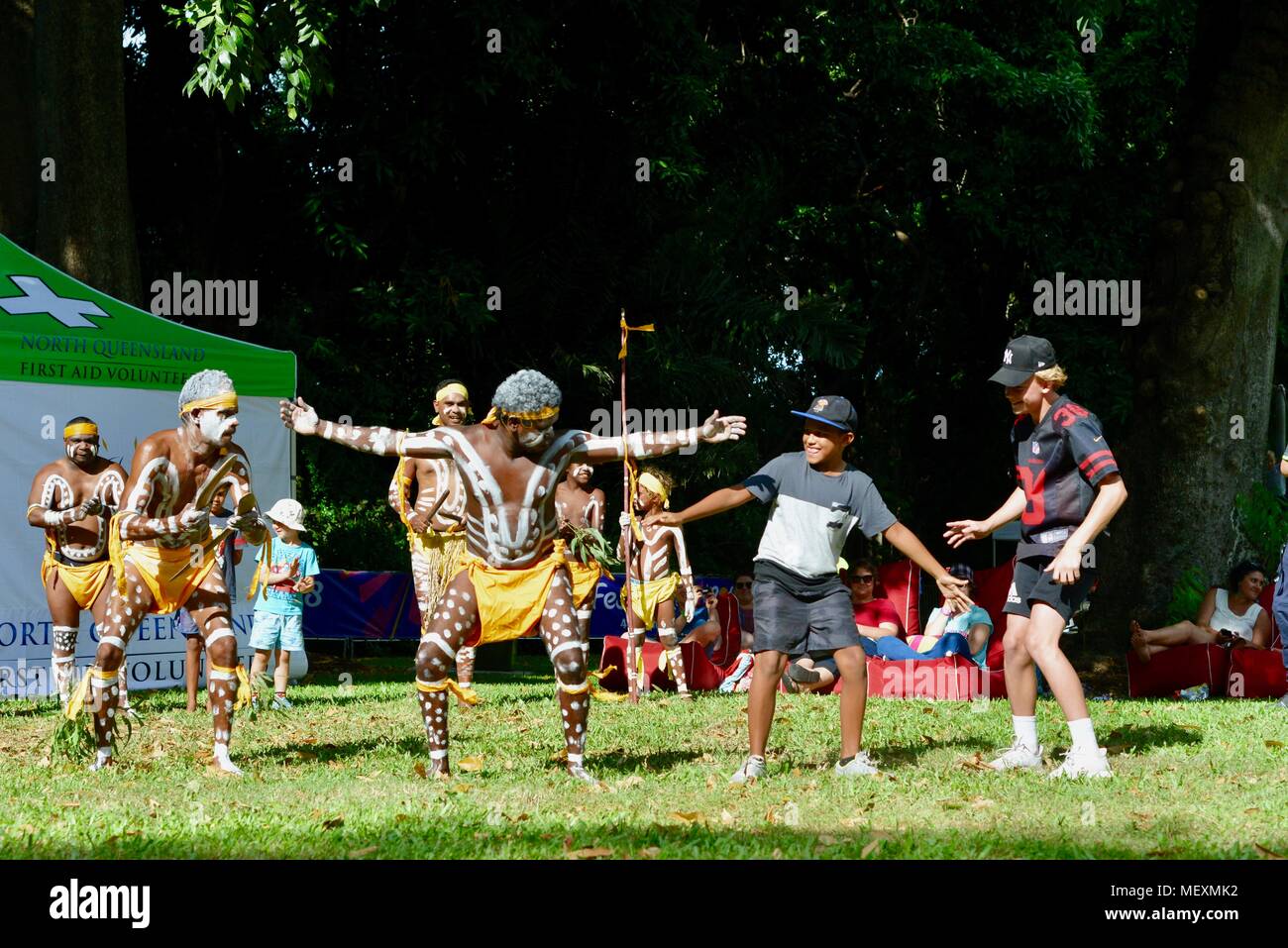 Aboriginal people from palm island the Bwgcolman tribe performing