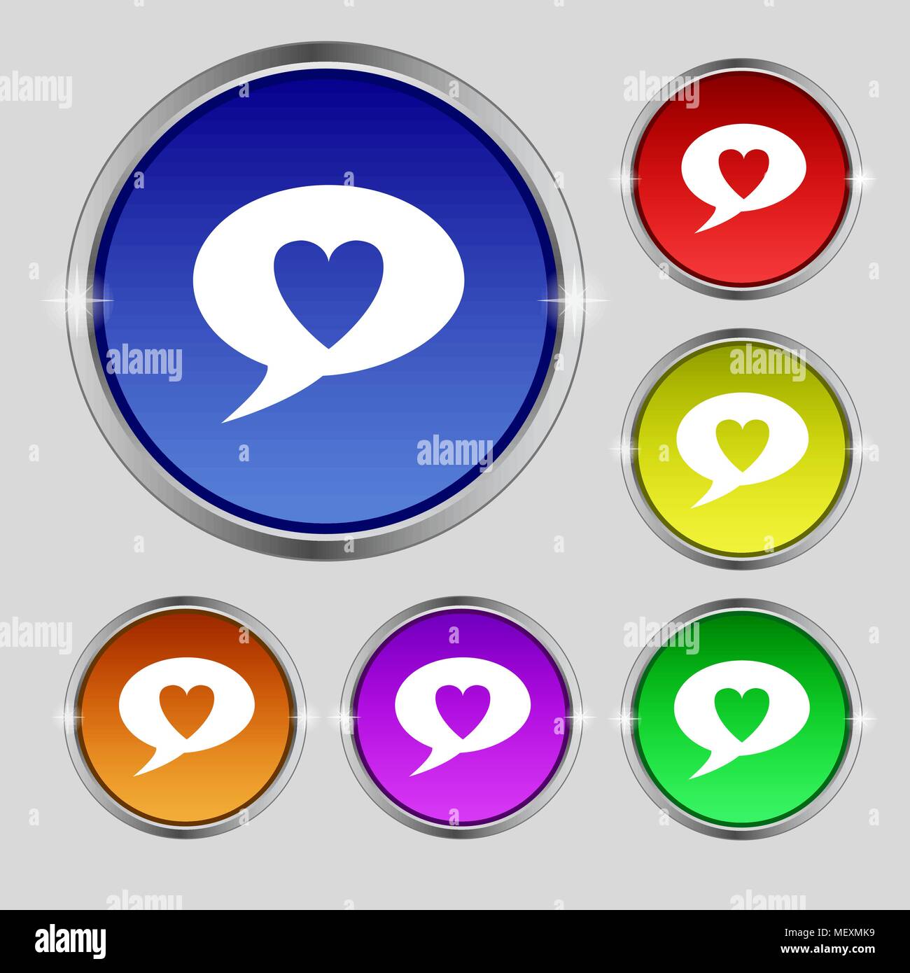 Heart sign icon. Love symbol. Set colur buttons. Vector illustration ...