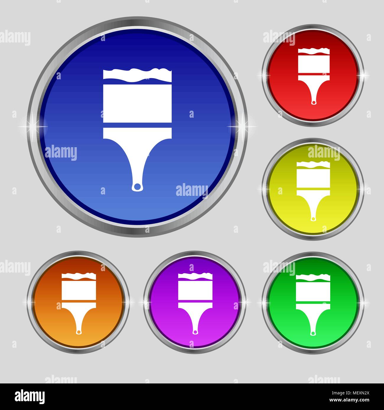 Paint brush sign icon. Artist symbol. Set of colored buttons. Vector ...