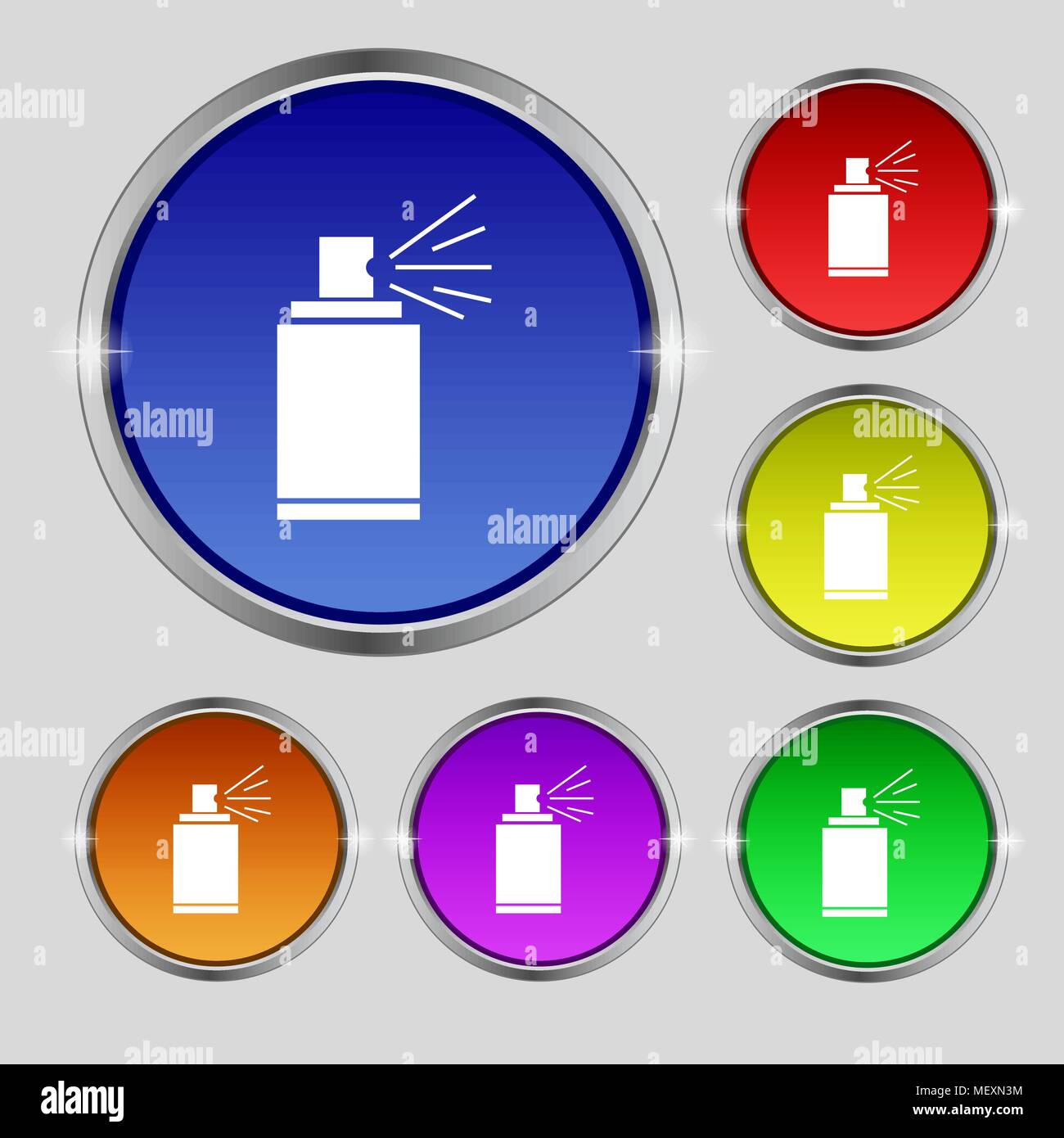 Graffiti spray can sign icon. Aerosol paint symbol. Set of colored