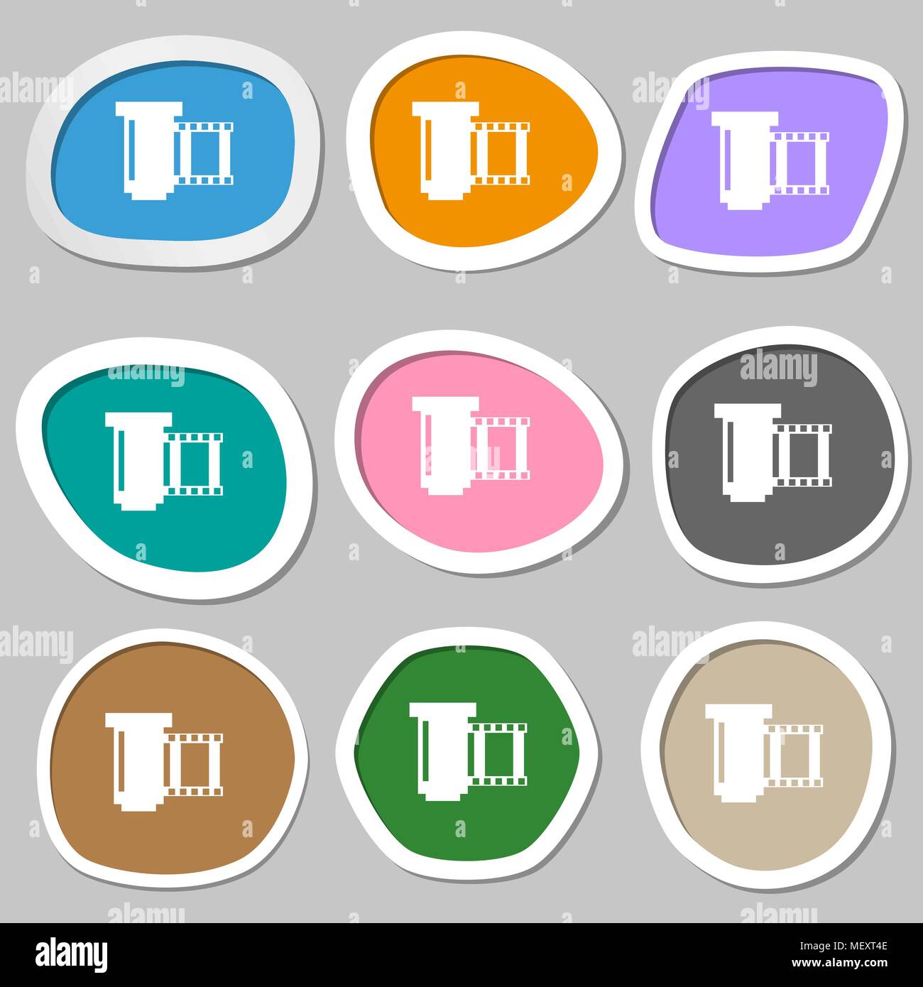 negative films icon symbol.. Multicolored paper stickers. Vector