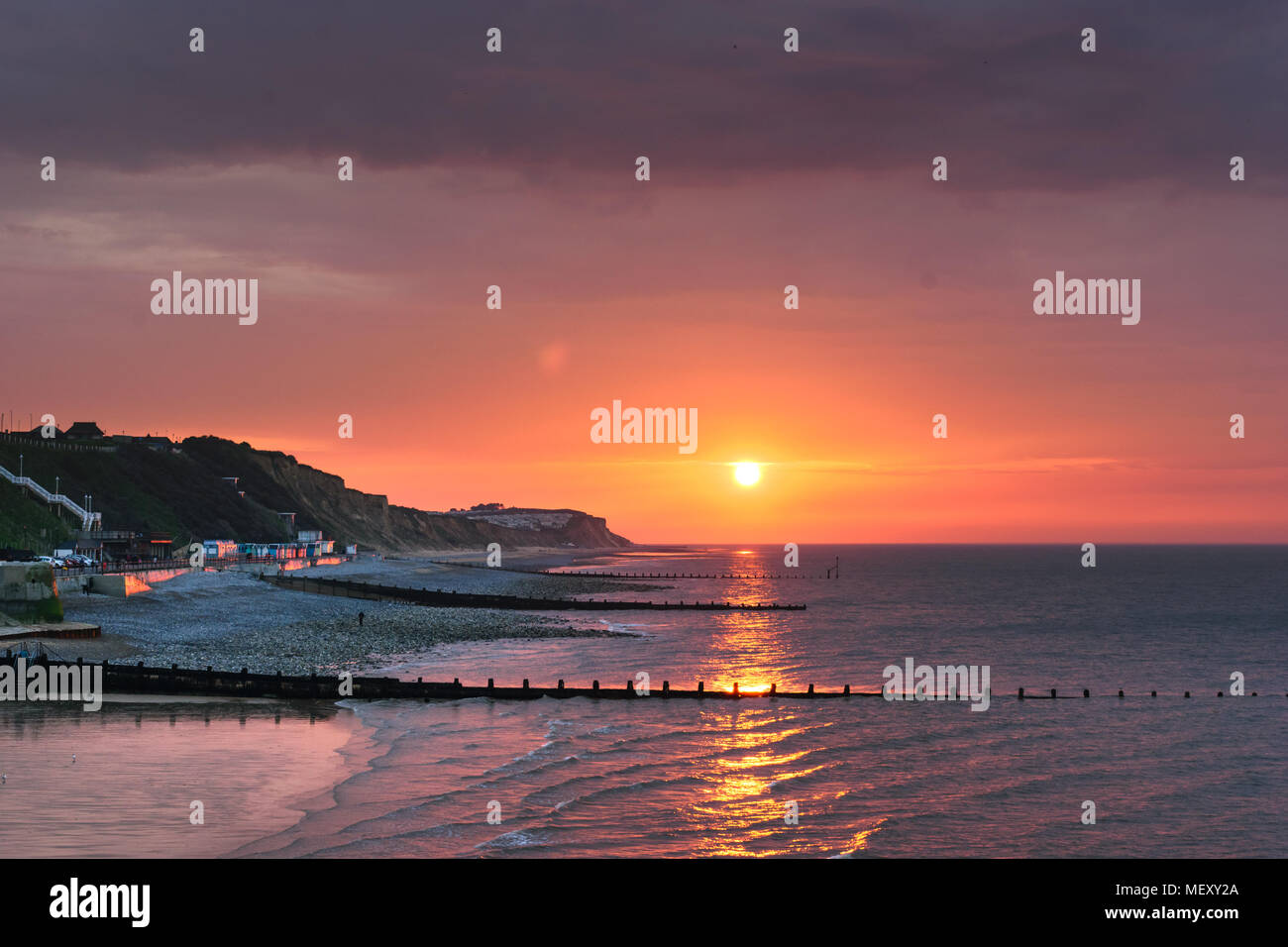 Beautiful evening and colourful sunset in Cromer, North Norfolk, UNited Kingdom Stock Photo