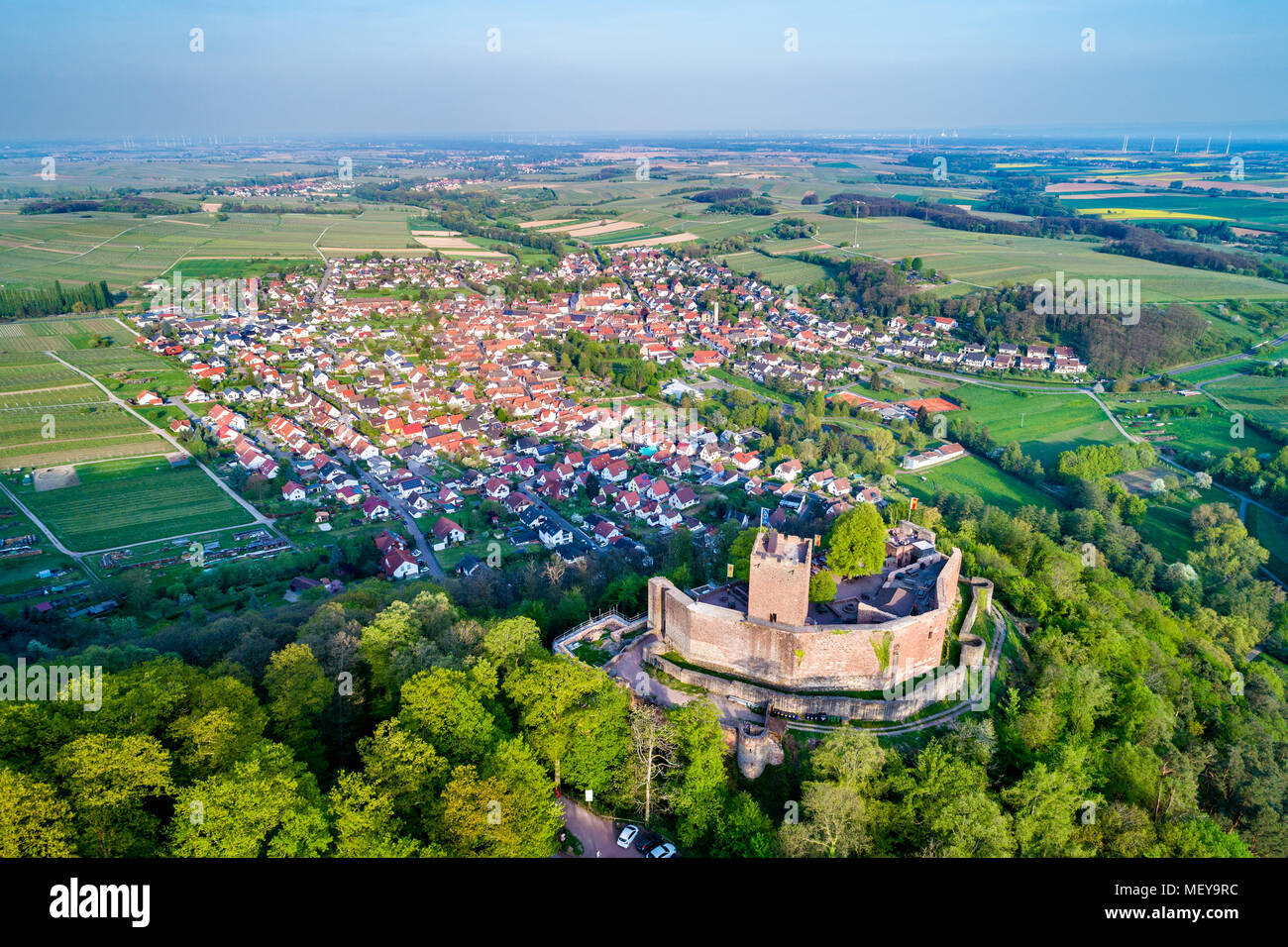 Landeck Castle and Klingenmunster town in Rhineland-Palatinate, Germany Stock Photo