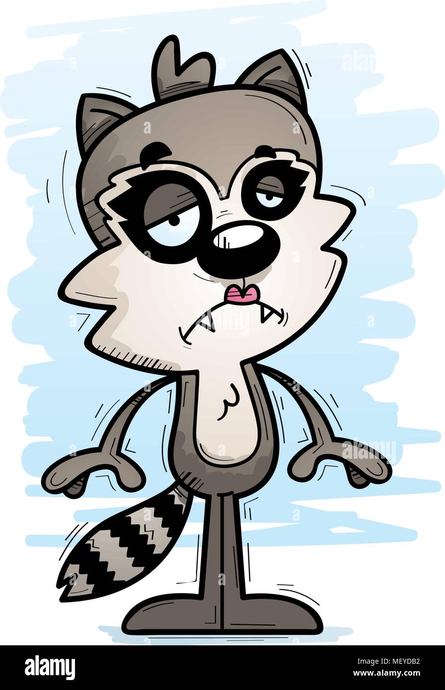 Sad Eye Raccon A cartoon illustration of a female raccoon looking sad Stock Vector ...
