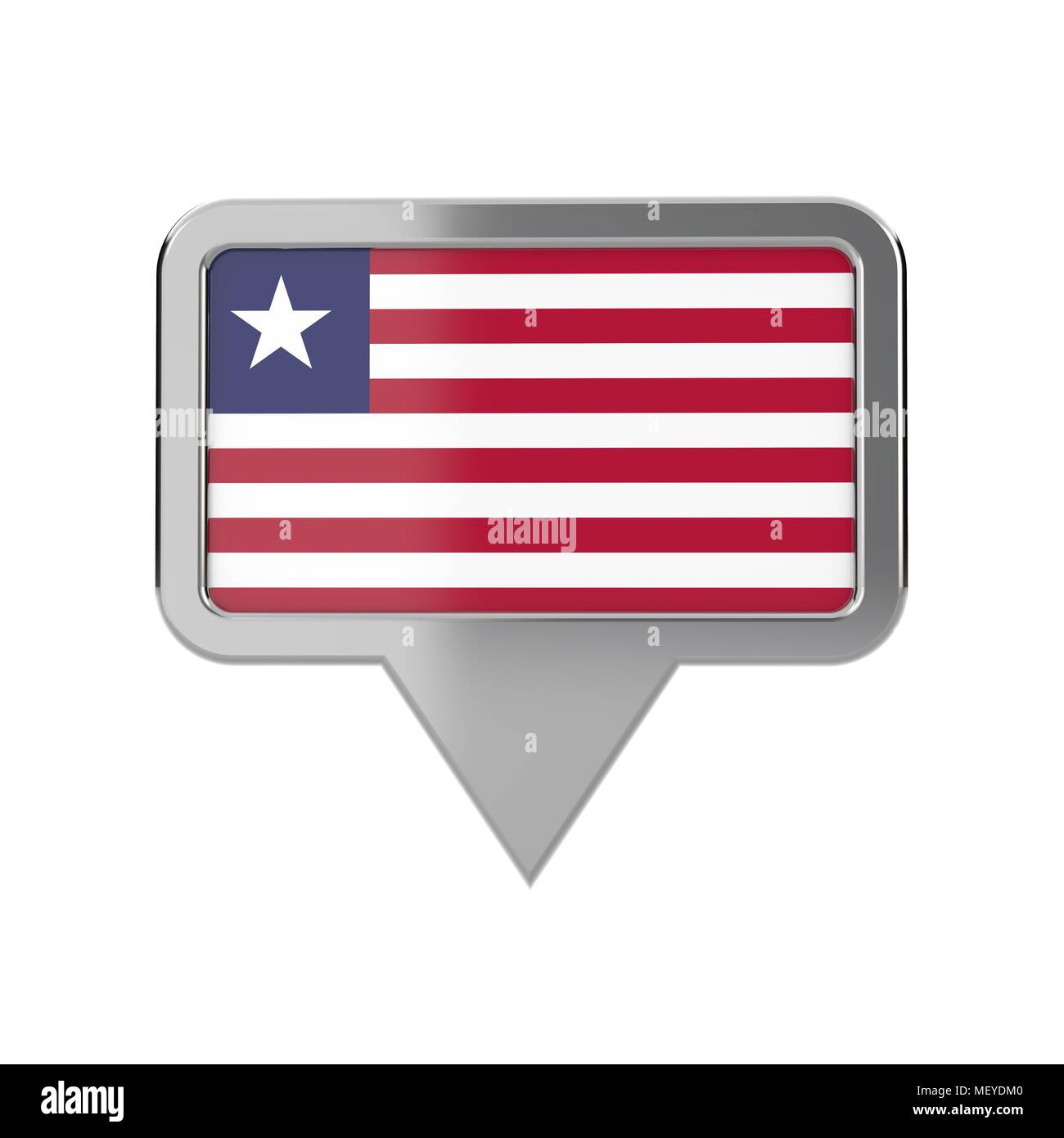 Liberia flag location marker icon. 3D Rendering Stock Photo - Alamy