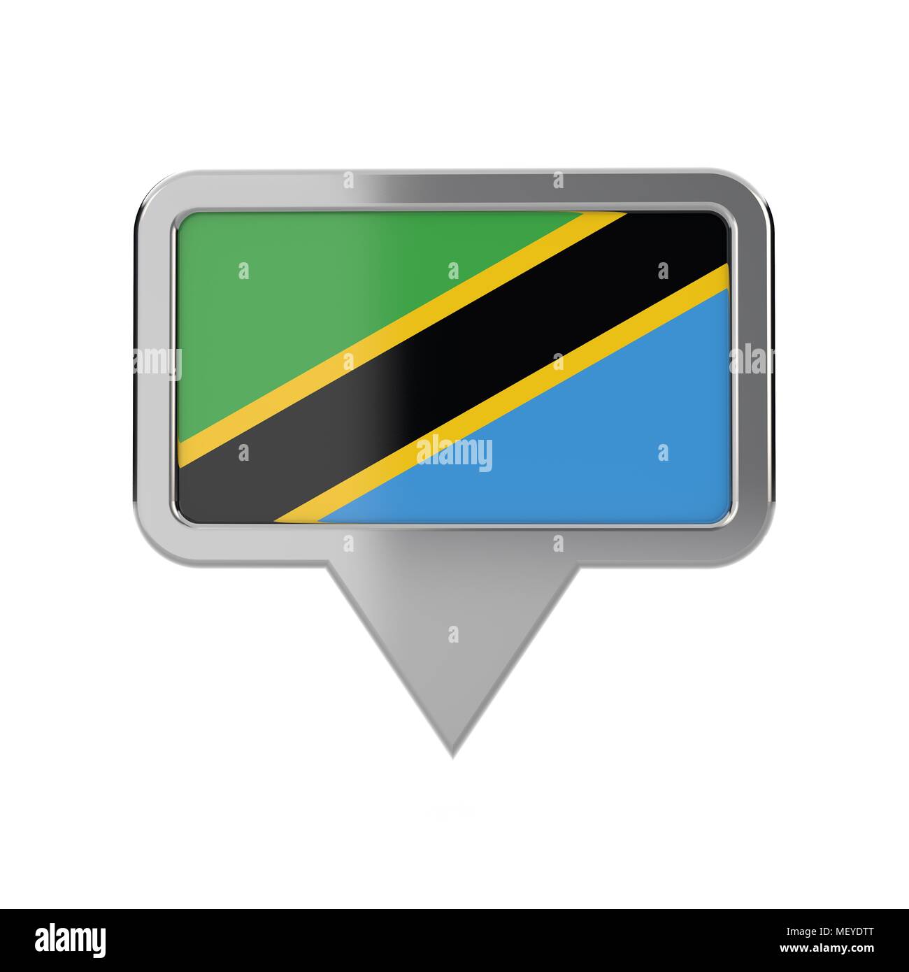 Tanzania flag location marker icon. 3D Rendering Stock Photo - Alamy