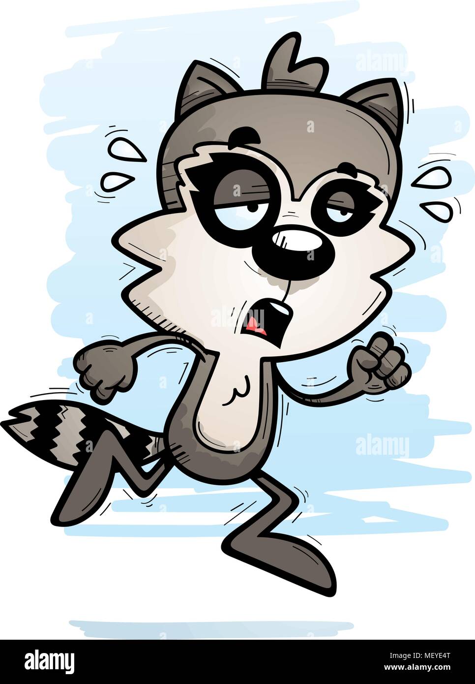Exhausted Racoon A cartoon illustration of a male raccoon running and looking exhausted ...
