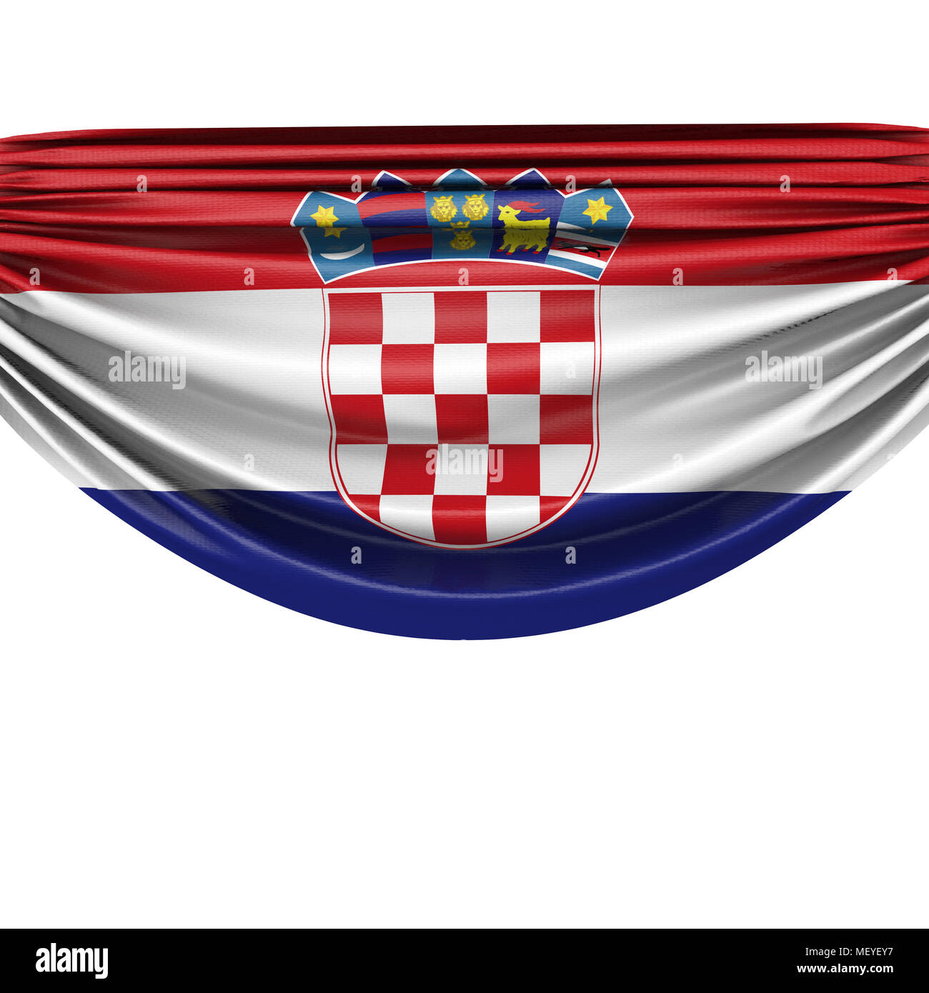 Croatia national flag hanging fabric banner. 3D Rendering Stock Photo