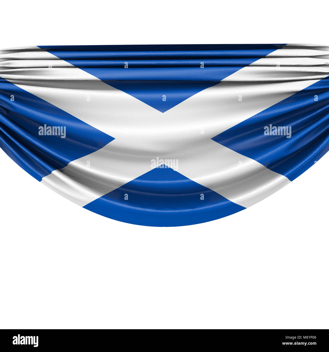 Scotland national flag hanging fabric banner. 3D Rendering Stock Photo