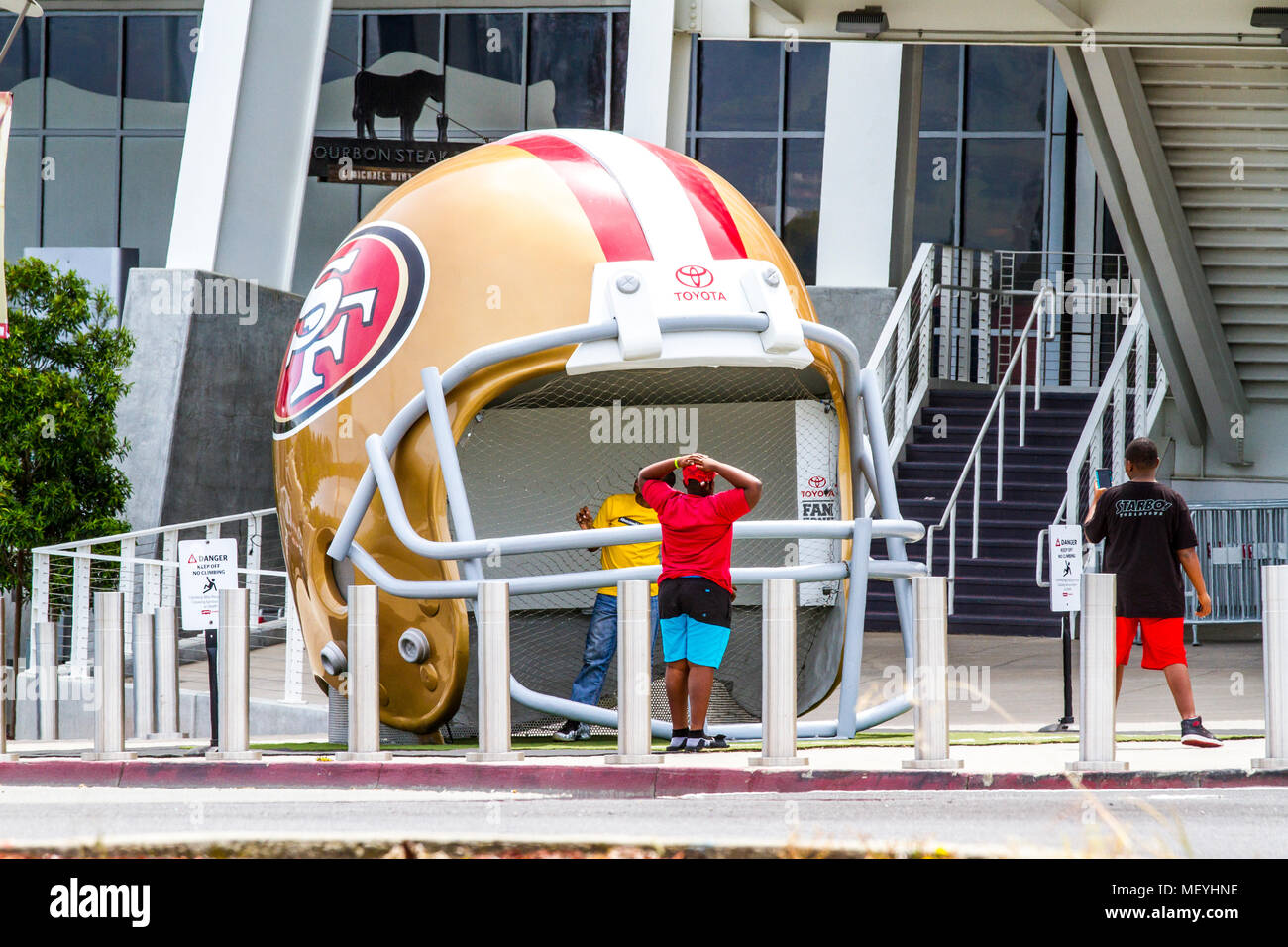 A giant 49ers Helmet at the entrance to Levi Stadium in Santa Clara in the  Silicon Valley of Northern California USA Stock Photo - Alamy