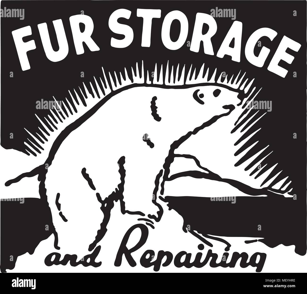 Fur Storage - Retro Ad Art Banner Stock Vector
