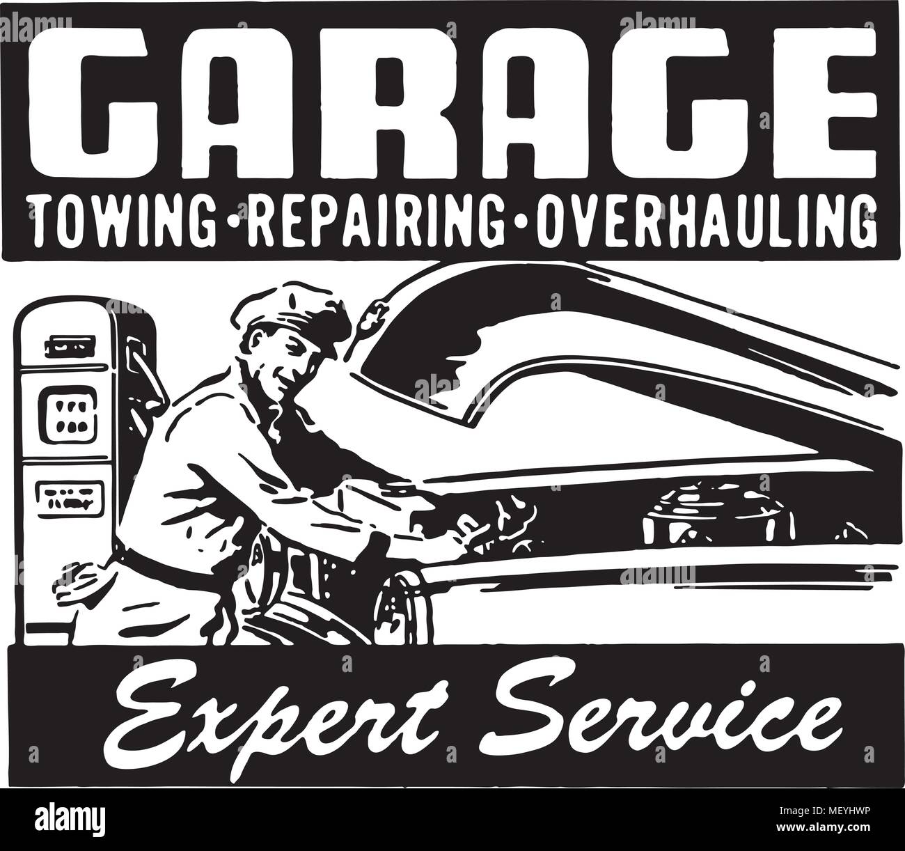 Garage Expert Service - Retro Ad Art Banner Stock Vector