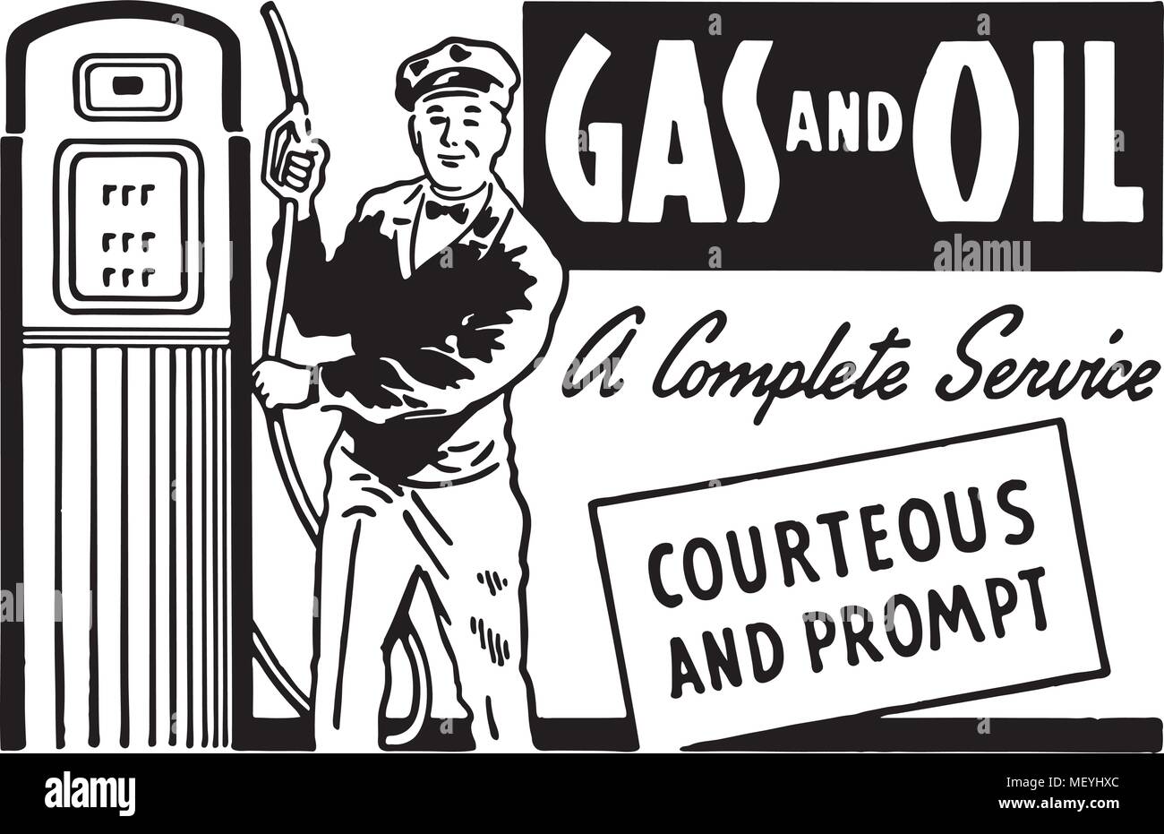 Gas And Oil - Retro Ad Art Banner Stock Vector