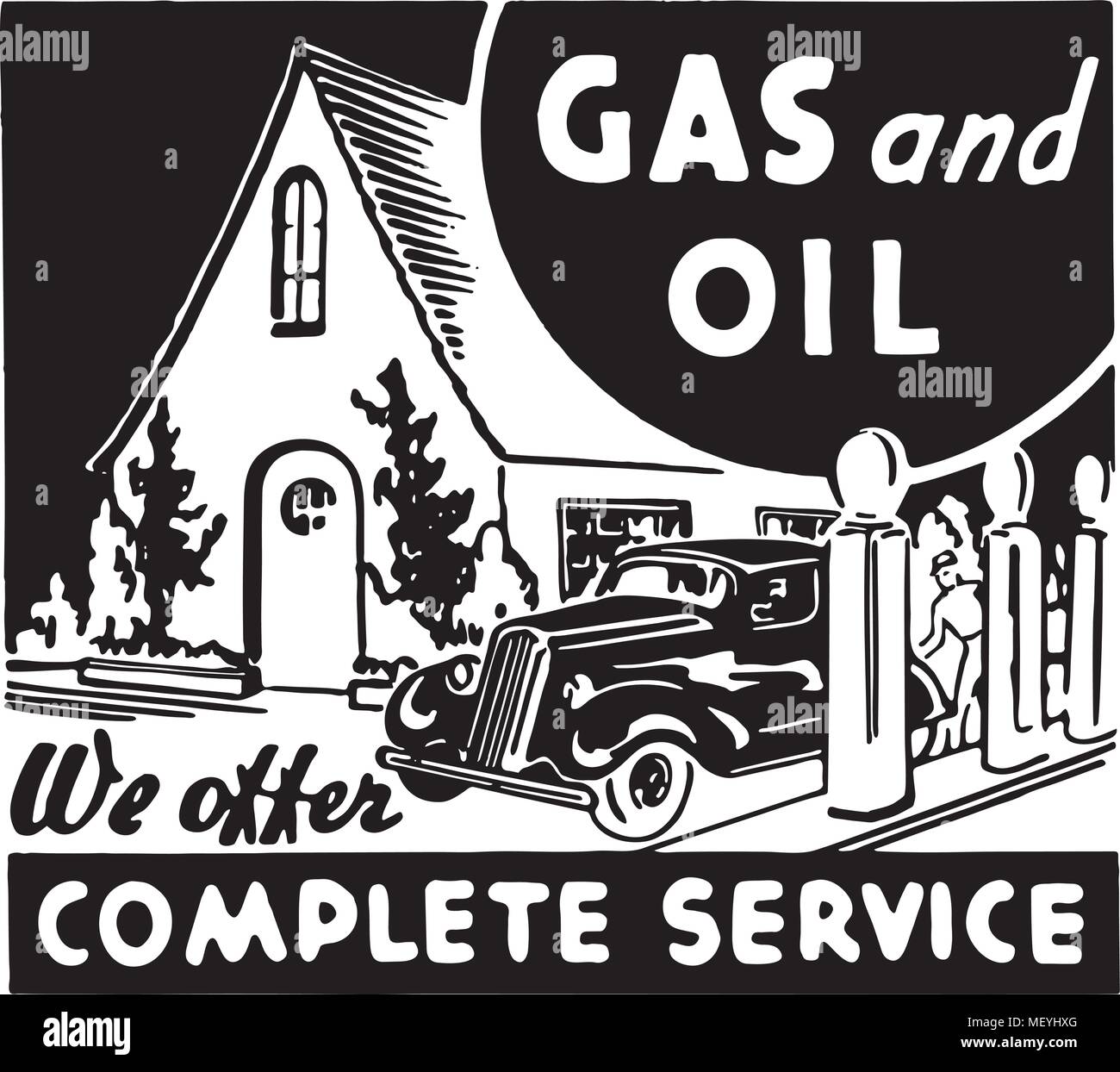 Gas And Oil 2 - Retro Ad Art Banner Stock Vector