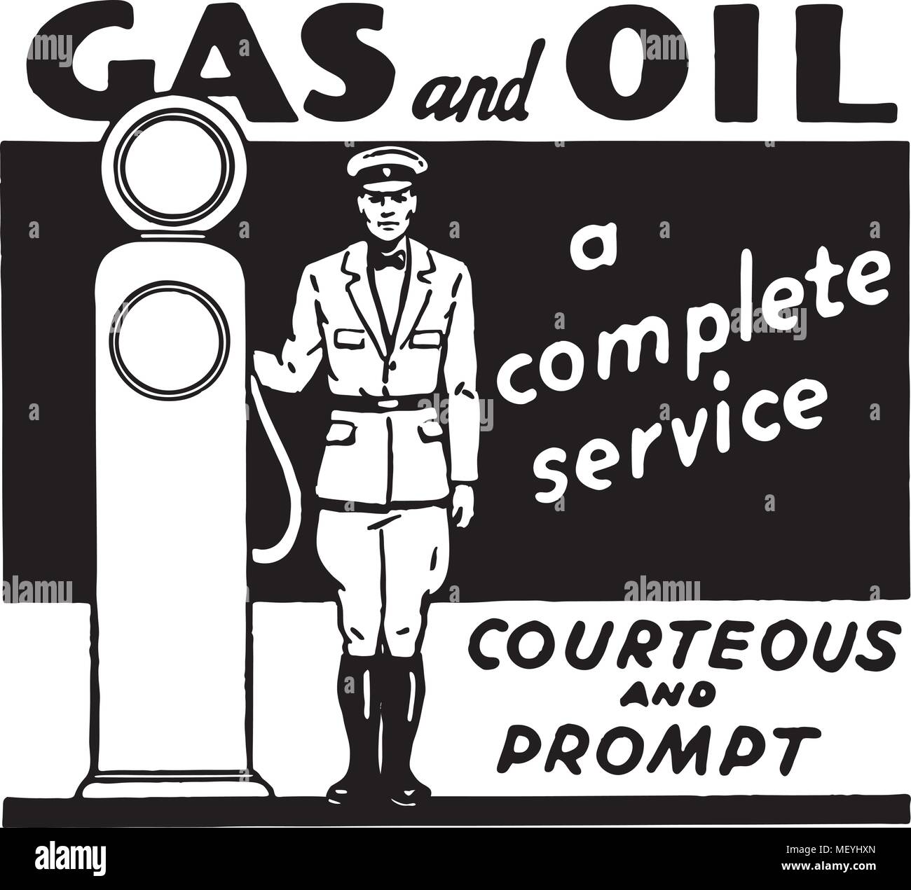 Gas And Oil 3 - Retro Ad Art Banner Stock Vector