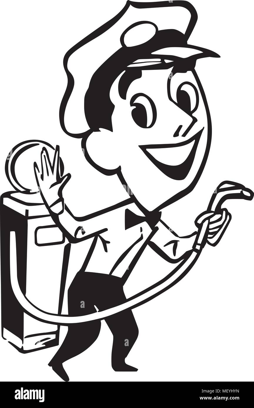 Gas Jockey Retro Clipart Illustration Stock Vector Image & Art Alamy