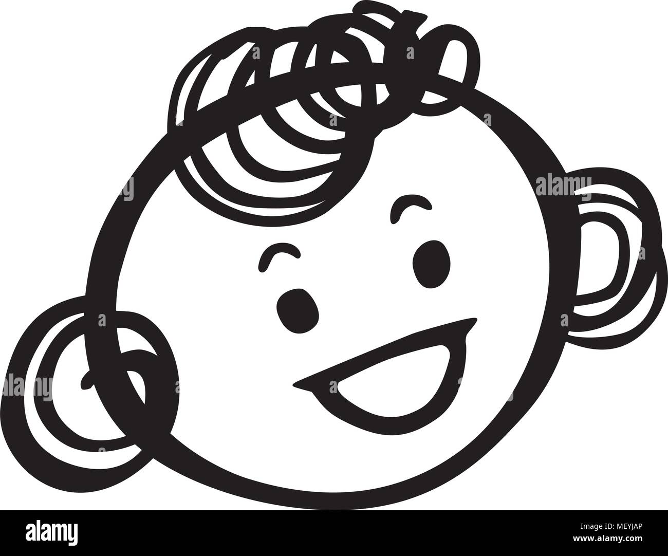 Girl With Curly Hair - Retro Clipart Illustration Stock Vector