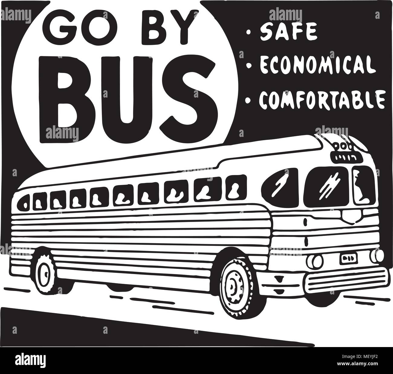 Go By Bus - Retro Ad Art Banner Stock Vector