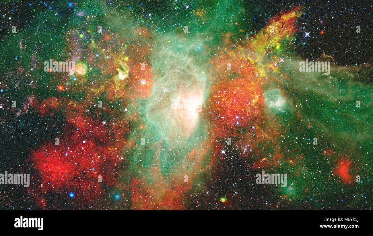 Landscape of star clusters, one million years old. Elements of this