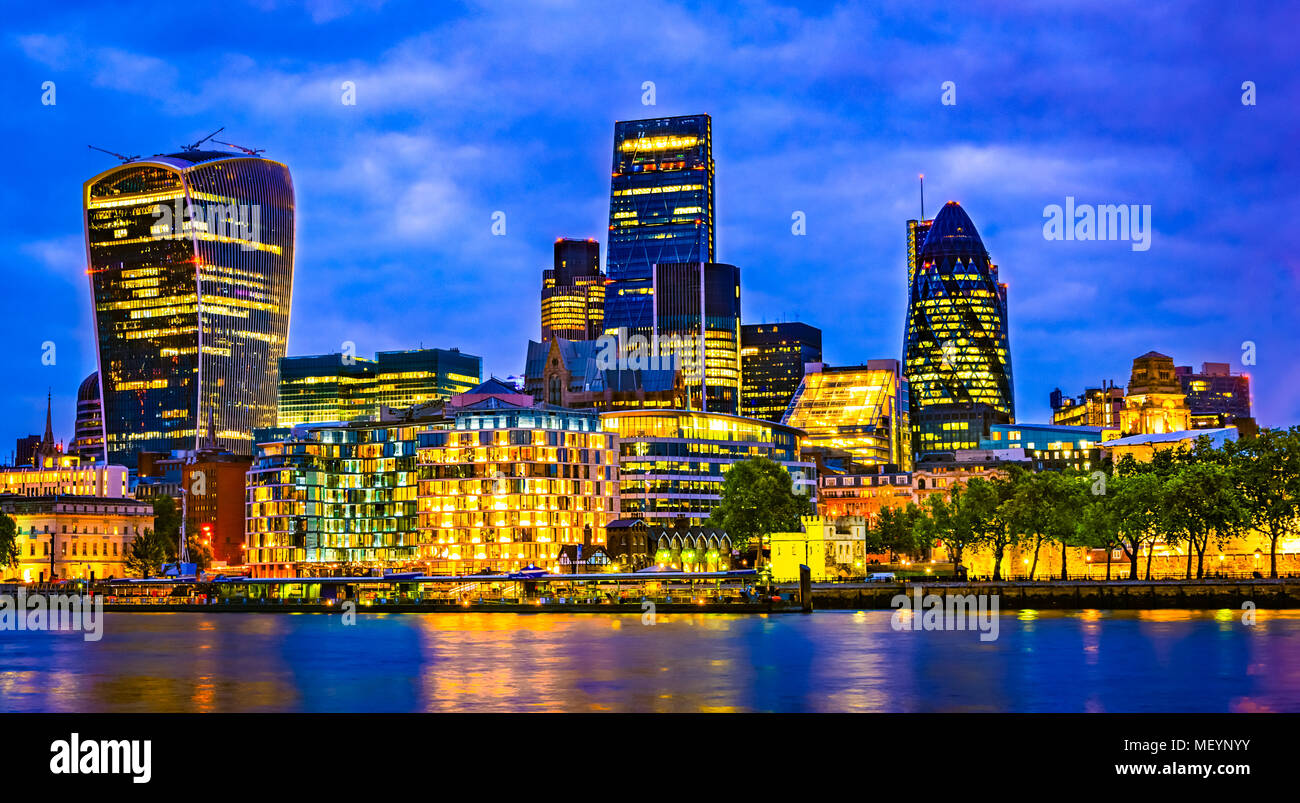 London, Great Britain, UK: Cityscape around Southwark, Thames river Stock Photo