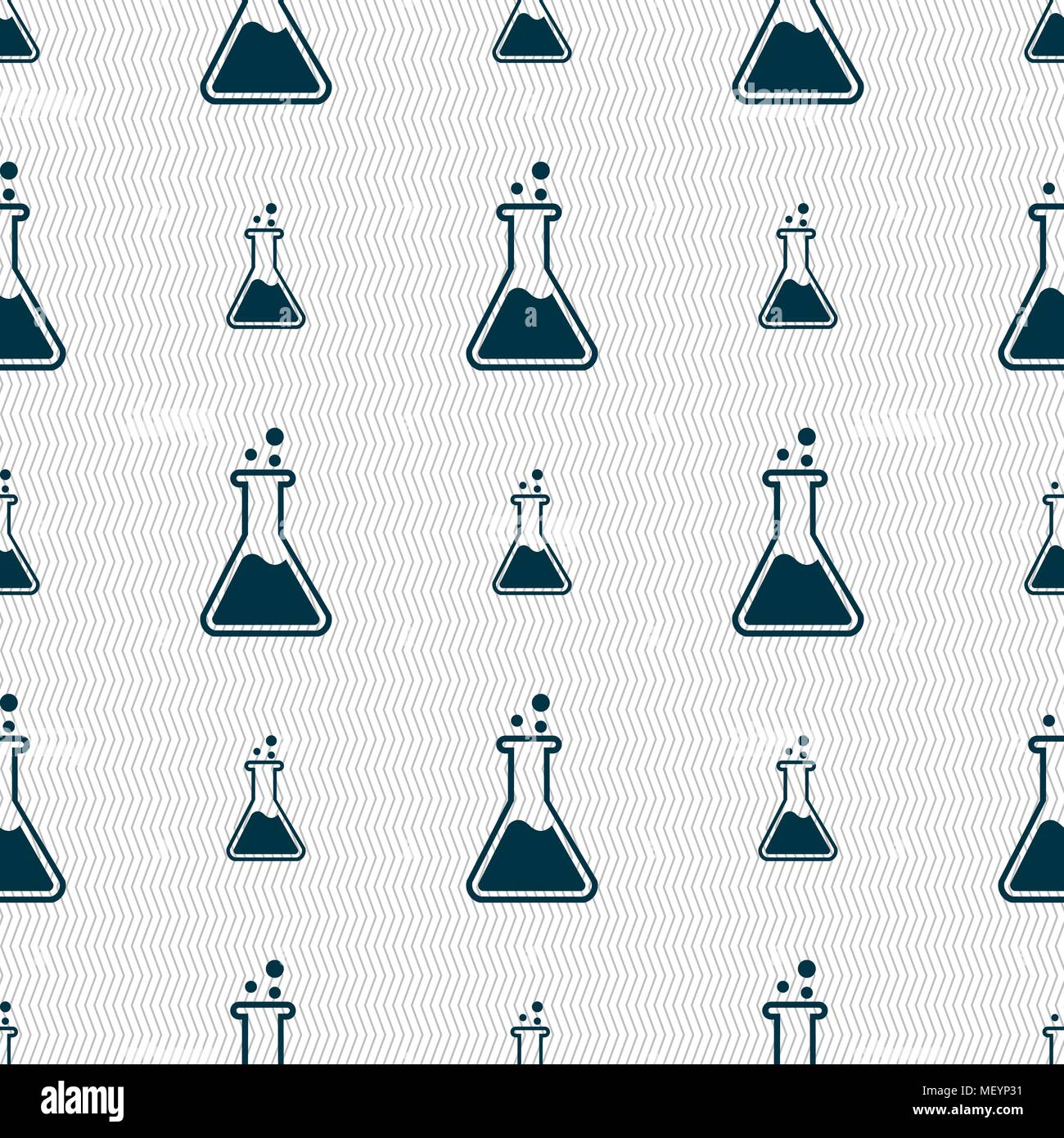 Flask  icon sign. Seamless pattern with geometric texture. Vector illustration Stock Vector