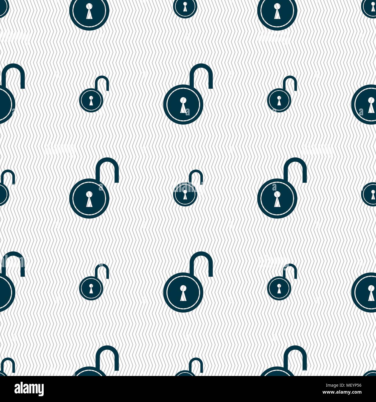 open lock icon sign. Seamless pattern with geometric texture. Vector illustration Stock Vector