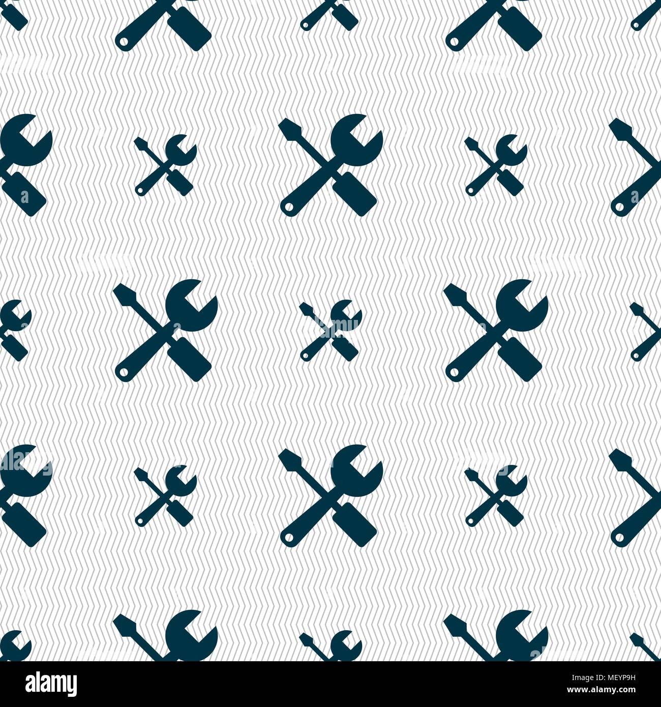 wrench and screwdriver icon sign. Seamless pattern with geometric ...